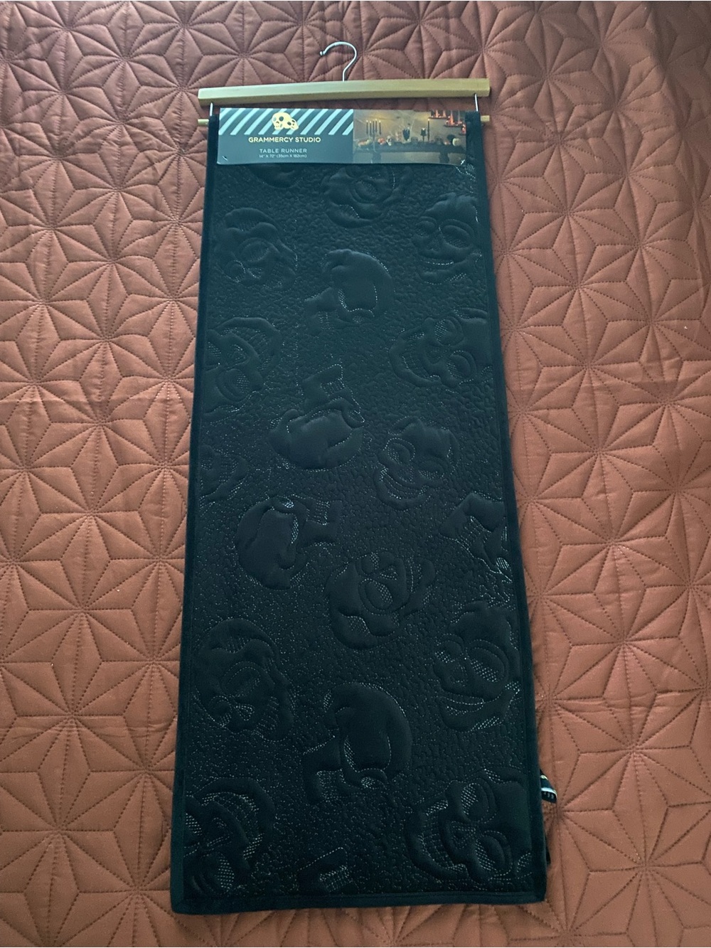 Grammercy Studio Black Embossed Floral Table Runner